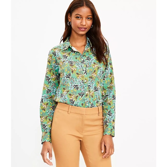Loft Floral Print Green Everyday Shirt - Picture 2 of 9